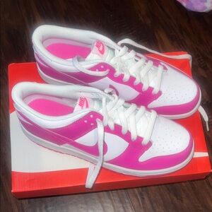 Womens /Kids Fuchsia and White NIKE DUNK Sneakers